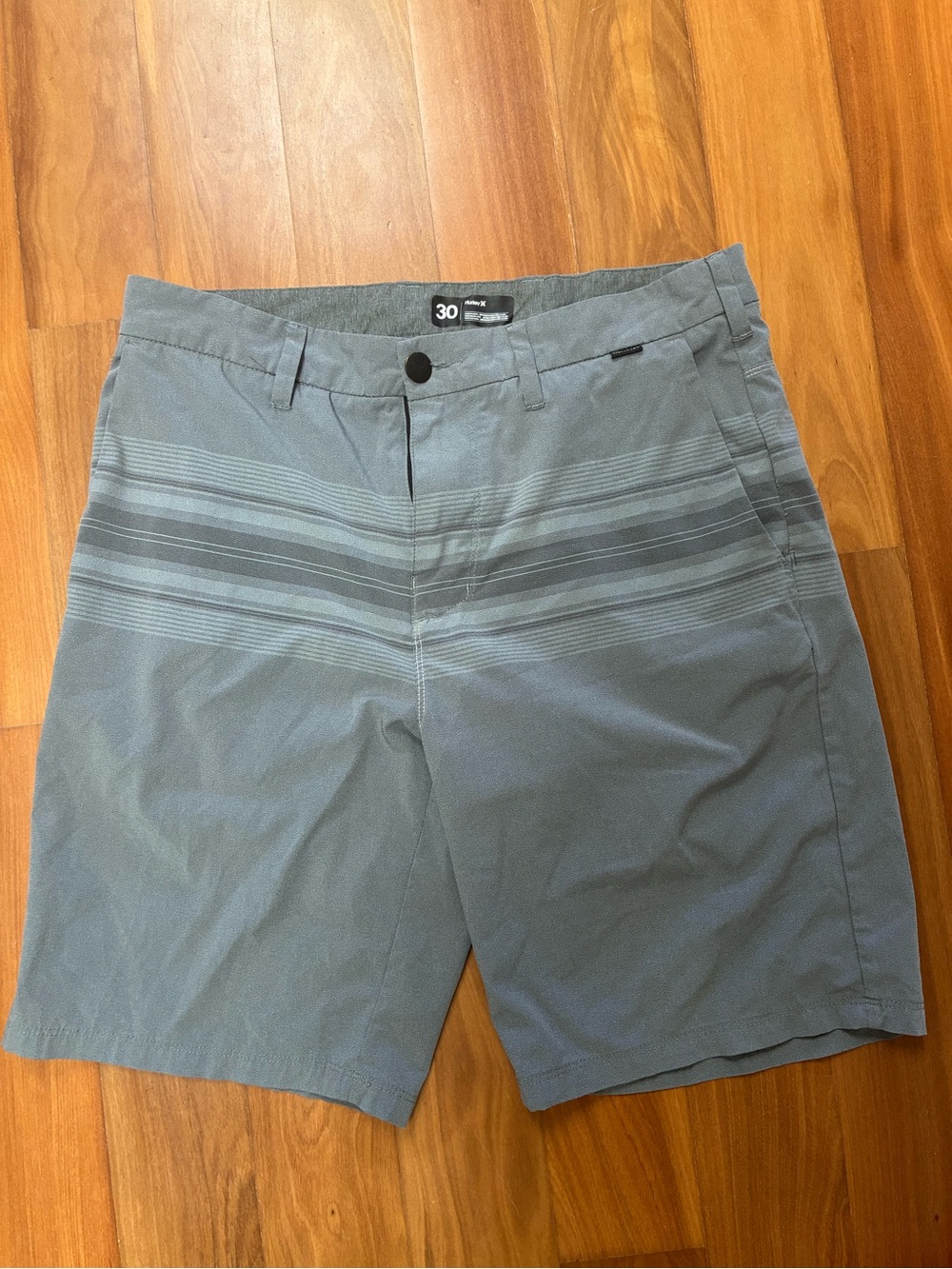 Hurley Gray Striped Flat Front Men's Shorts